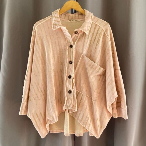 Free People Montauk Raw Edge Oversized Sweatshirt Shirt Jacket S - Picture 4 of 11